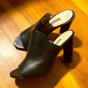 French Connection black meeka leather mule